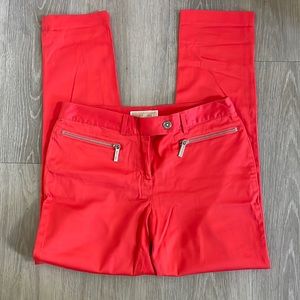 Michael Kors Women's Size 4 Izzy Skinny Pants Color Orange zipper Front
